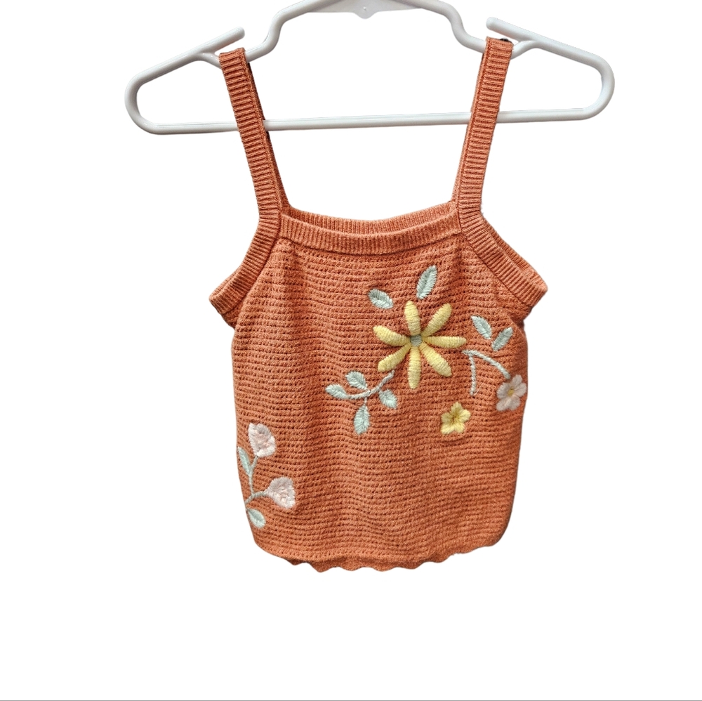 Gerber Orange Tank Top with Floral Design